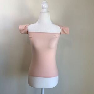 Reformation Rib Knit Cropped Top Women's XS Pink Short Sleeve Tencel Barbiecore